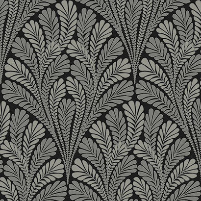 York Shell Damask Black Wallpaper BW3951