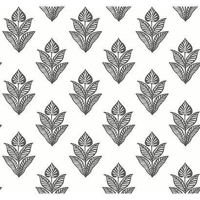 York Lotus Motif Black & White Wallpaper BW3977