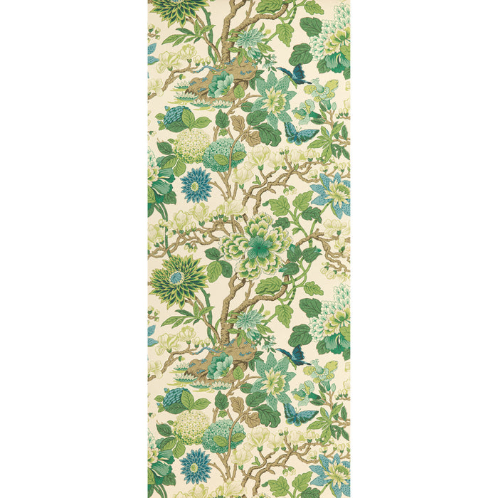 GP & J Baker Magnolia Emerald/Teal Wallpaper Sample BW45092.2.0