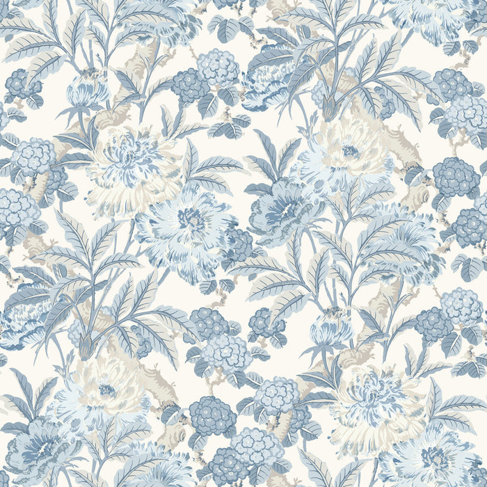 GP & J Baker Summer Peony Blue Wallpaper Sample BW45095.1.0