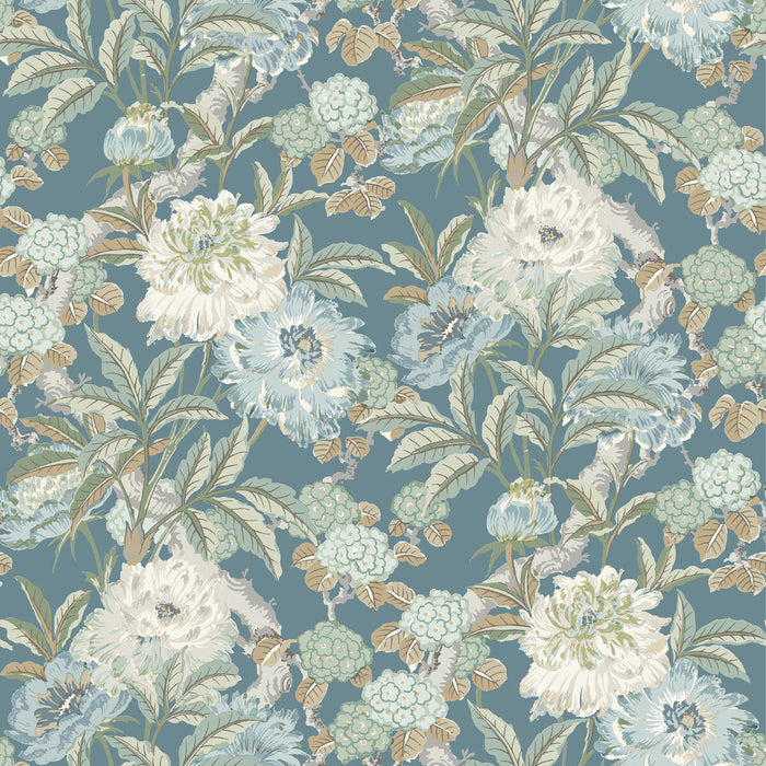 GP & J Baker Summer Peony Denim Wallpaper Sample BW45095.5.0