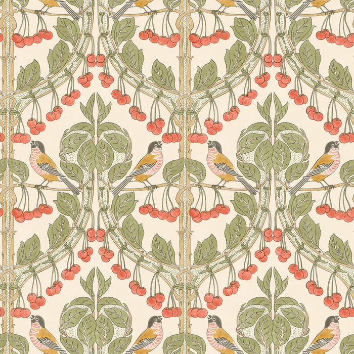 GP & J Baker Birds & Cherries Red/Green Wallpaper Sample BW45100.1.0