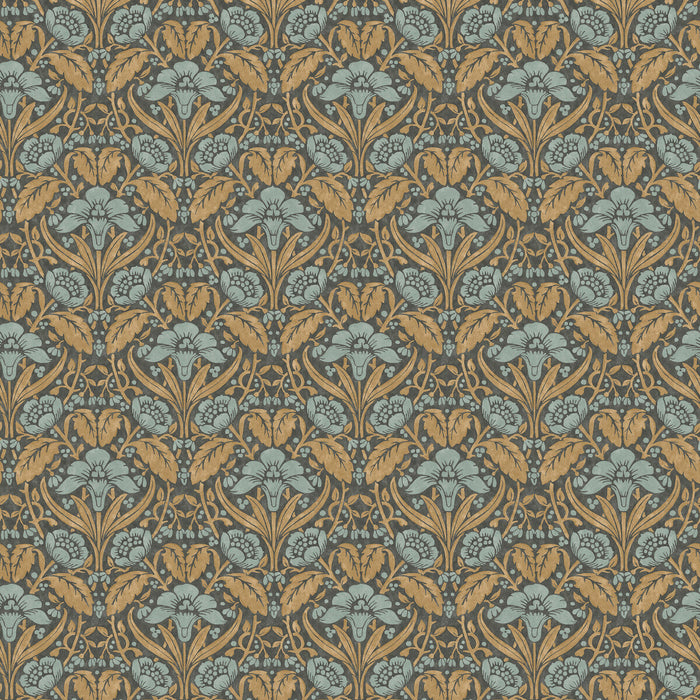 GP & J Baker Iris Meadow Aqua/Ochre Wallpaper Sample BW45101.6.0