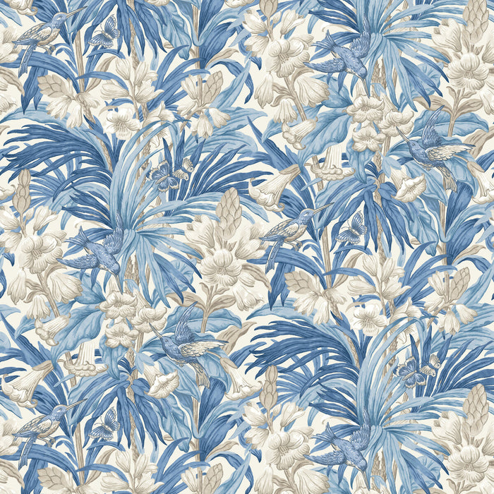 GP & J Baker Trumpet Flowers Blue Wallpaper Sample BW45103.4.0