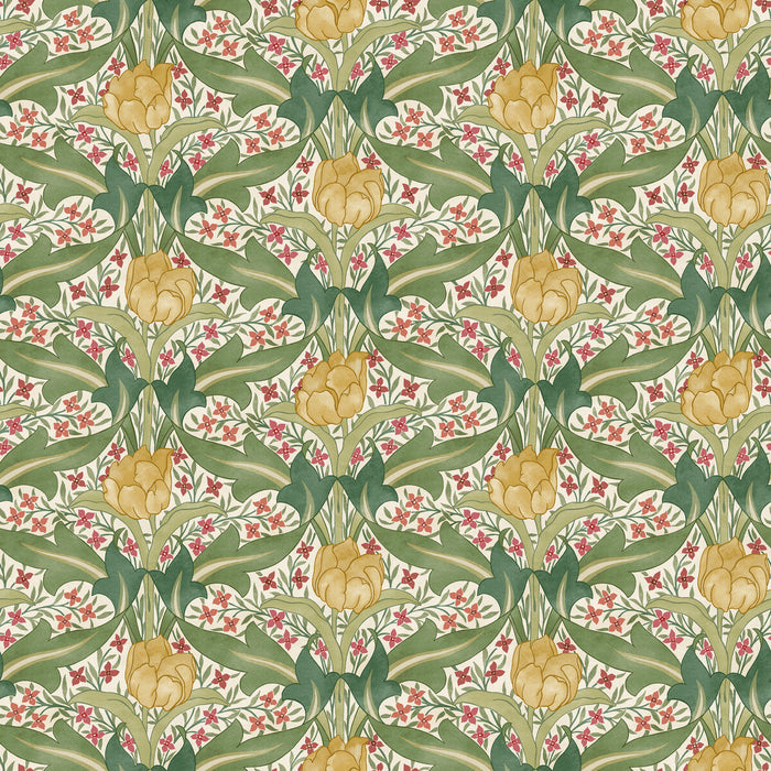 GP & J Baker Tulip & Jasmine Red/Green Wallpaper Sample BW45104.1.0