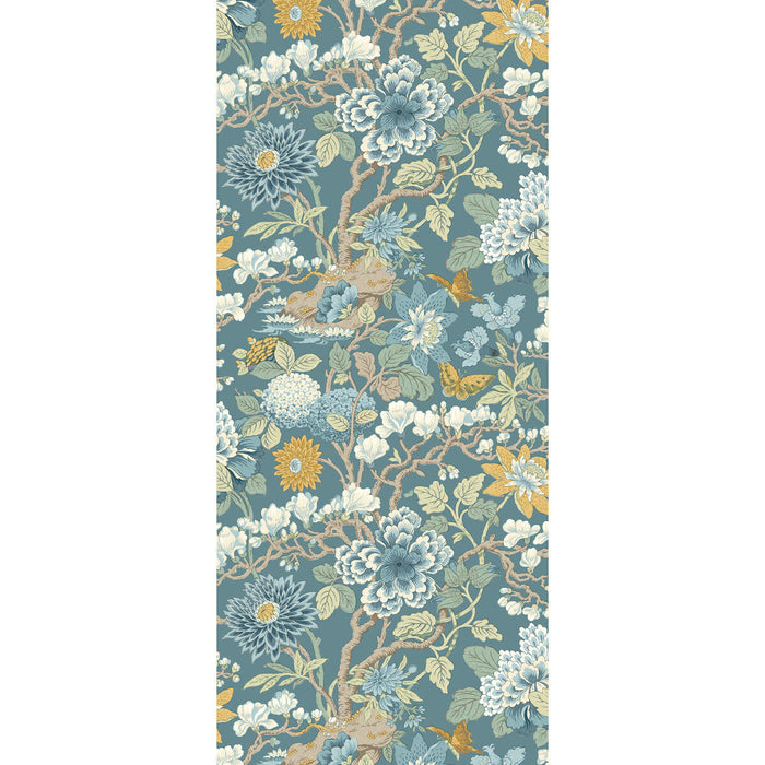 GP & J Baker Little Magnolia Denim/Ochre Wallpaper Sample BW45121.3.0