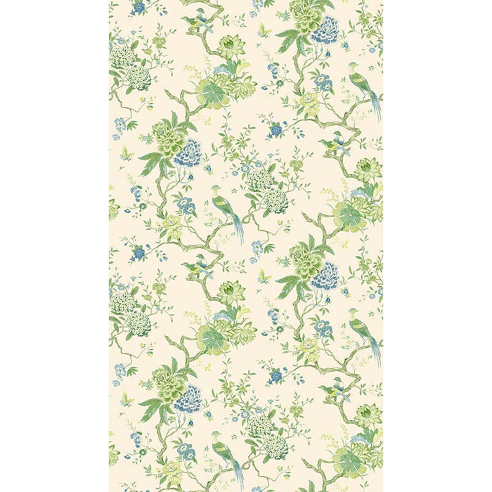 GP & J Baker Oriental Bird Green/Blue Wallpaper Sample BW45128.1.0