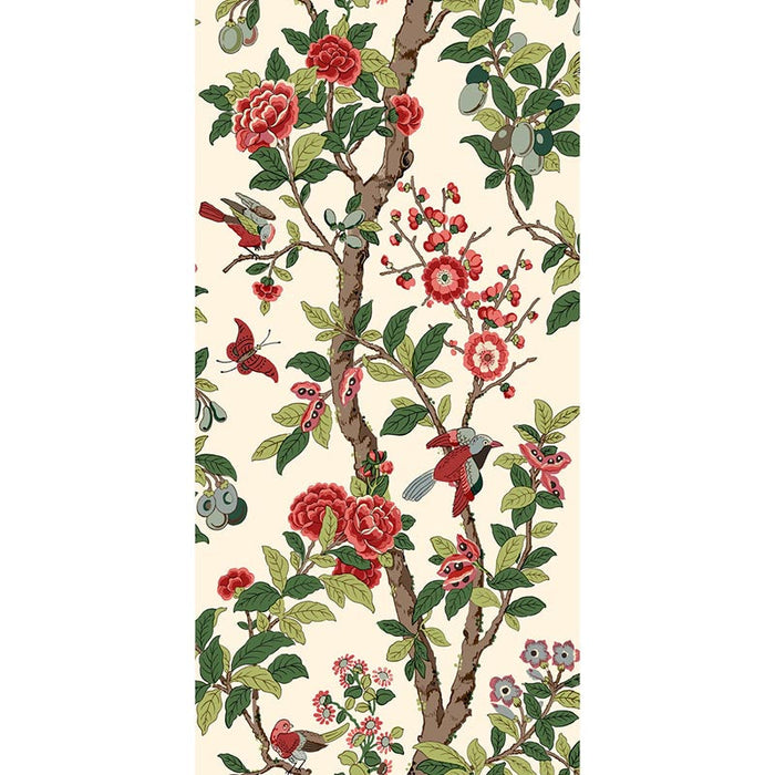 GP & J Baker Eldon Red/Green Wallpaper Sample BW45129.5.0