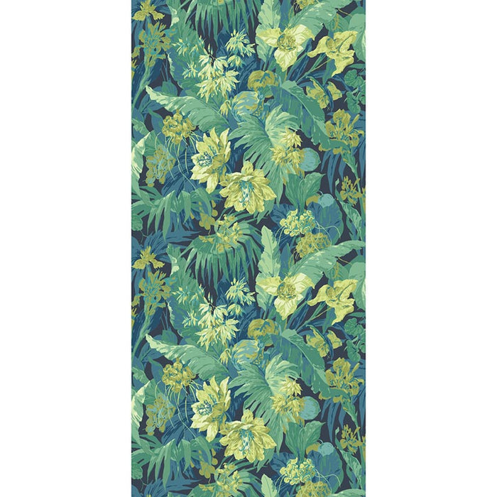 GP & J Baker Tropical Floral Indigo/Teal Wallpaper Sample BW45132.6.0