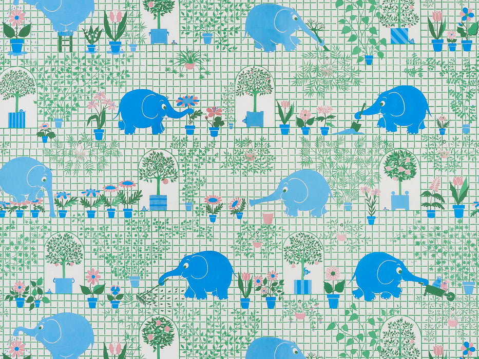 Pierre Frey Les Elephants Jardiniers Multicolore Wallpaper Sample FP836001