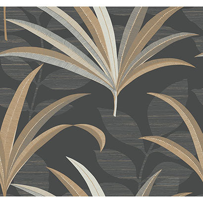 York El Morocco Palm Black Wallpaper CA1548