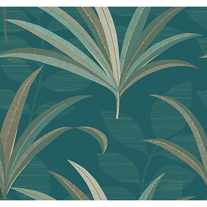 York El Morocco Palm Blue Wallpaper CA1549