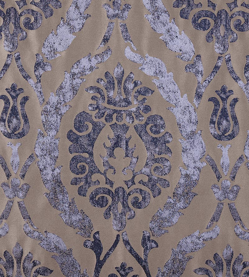 Christian Fischbacher Corona Damask Slate Blue Fabric Sample CH 01010631