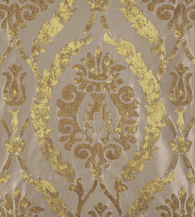 Christian Fischbacher Corona Damask Gold Leaf Fabric CH 01130631