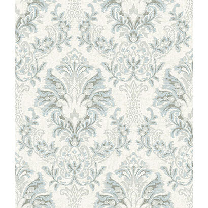 York Bold Brocade Blue & Grey Wallpaper CL2502