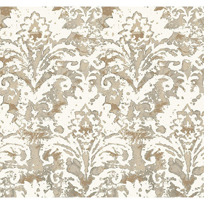 York Batik Damask Taupe Wallpaper CL2596