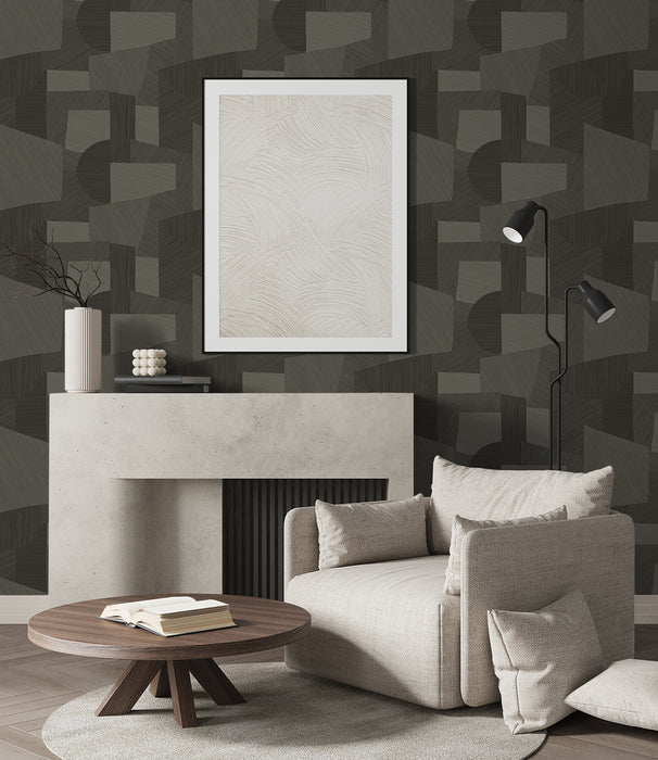 Seabrook Designs Lahti Black Tan Wallpaper CP91006