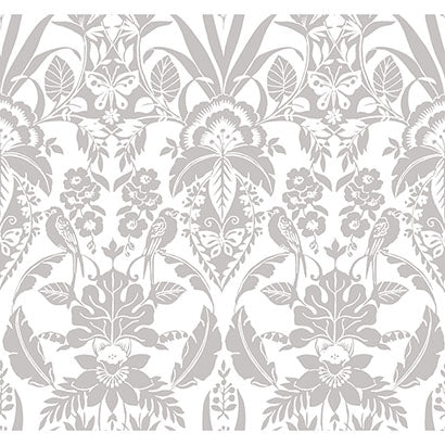 York Botanical Damask Grey Wallpaper CY1582