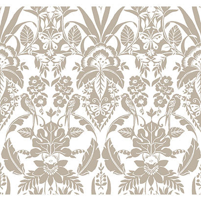 York Botanical Damask Taupe Sample CY1583