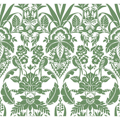 York Botanical Damask Green Wallpaper CY1584