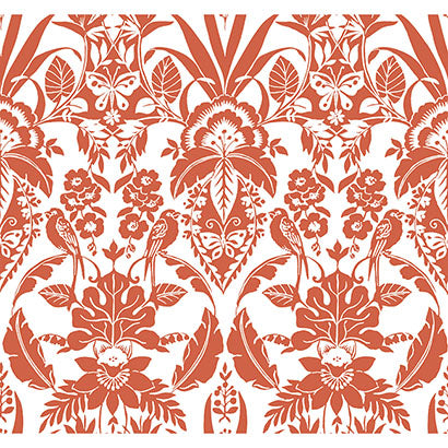 York Botanical Damask Orange Wallpaper CY1586