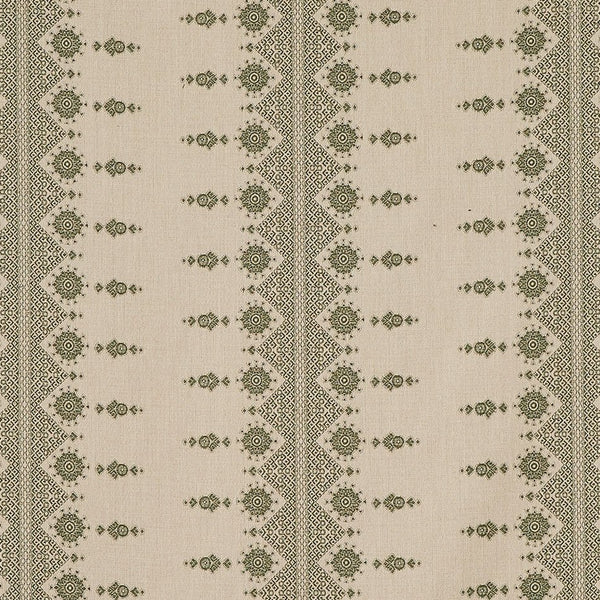 Peter Dunham Carmania Green On Natural Fabric Sample 131CRM01