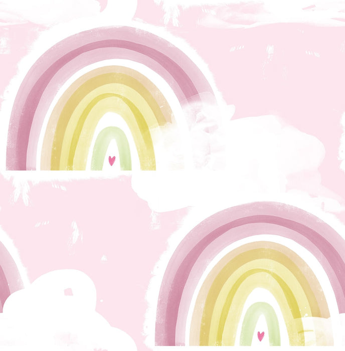 Seabrook Designs Rainbows Blush Wallpaper Sample DA60201