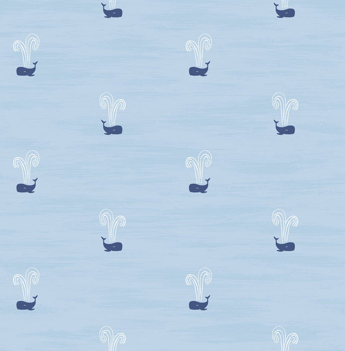 Seabrook Designs Tiny Whales Sky Blue And Navy Wallpaper Sample DA60302