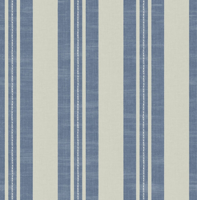 Seabrook Designs Linen Stripe Denim And Soft Gray Wallpaper Sample DA60400