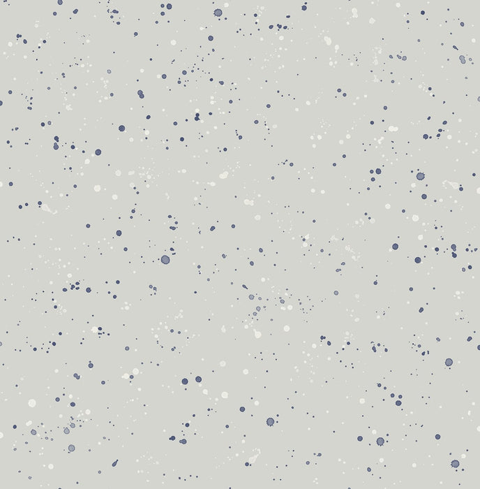 Seabrook Designs Paint Splatter Gray And Midnight Blue Wallpaper DA60800