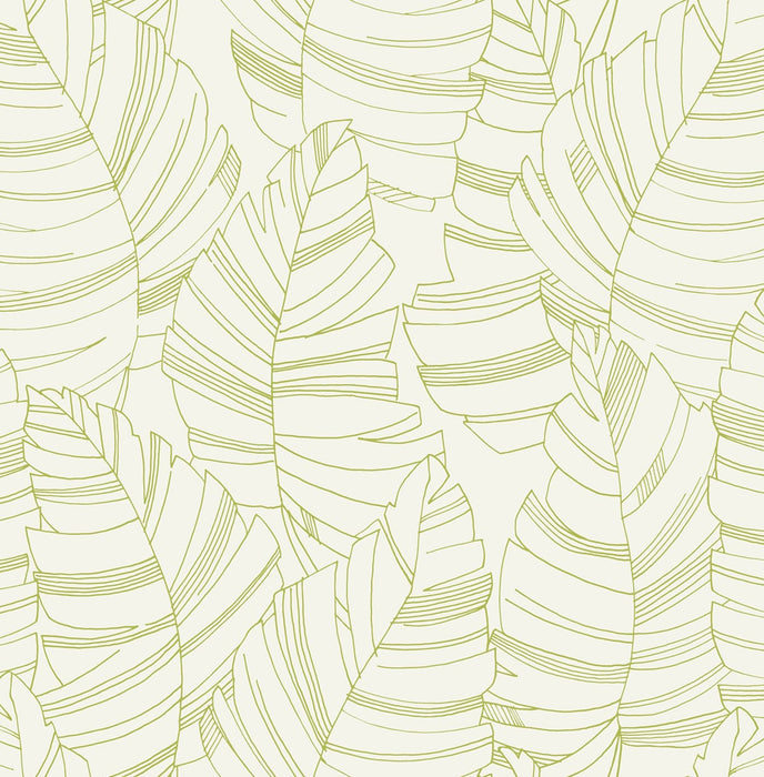 Seabrook Designs Jungle Leaves Green Apple Wallpaper DA61404