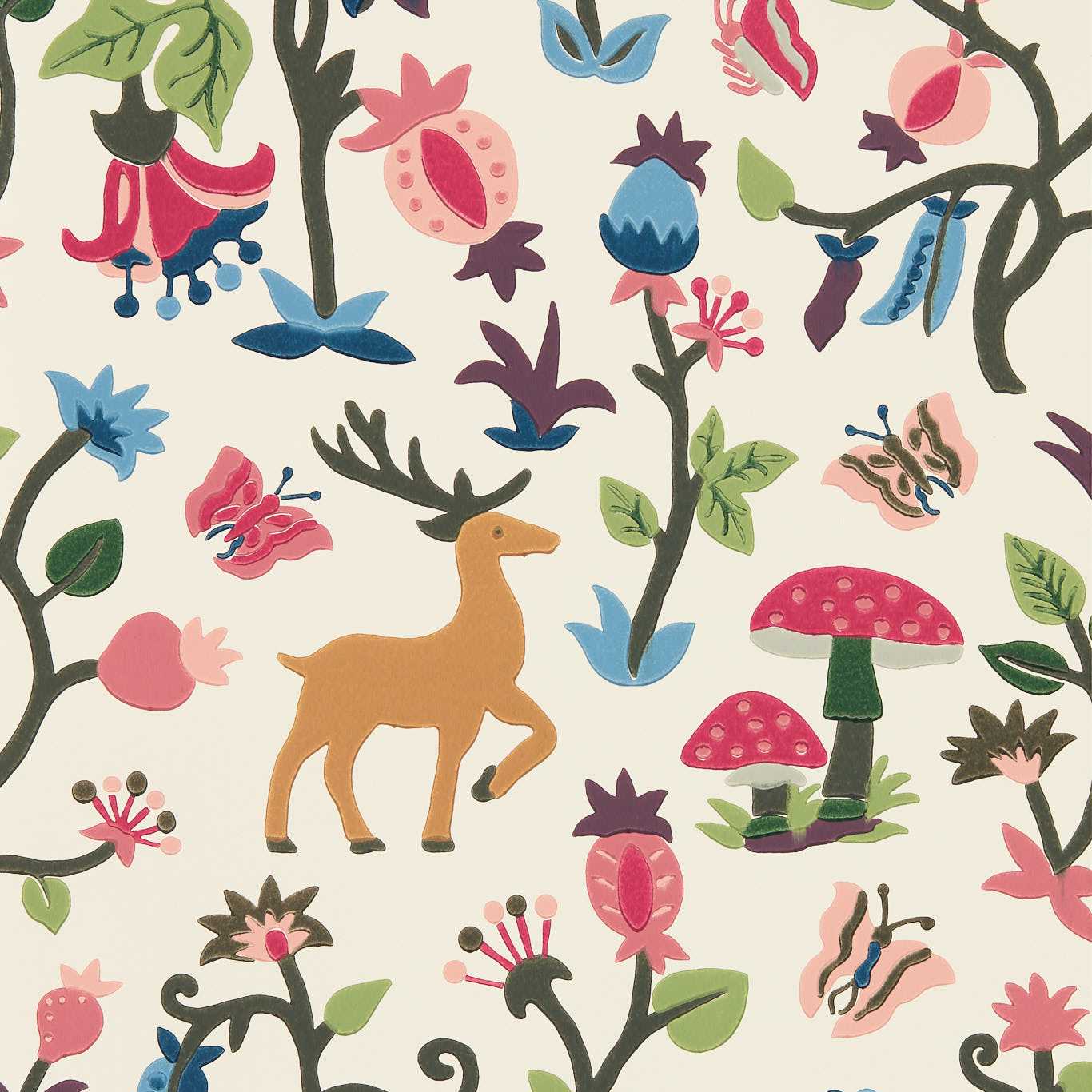 Sanderson Forest of Dean Mulberry/Multi Wallpaper DABW217218