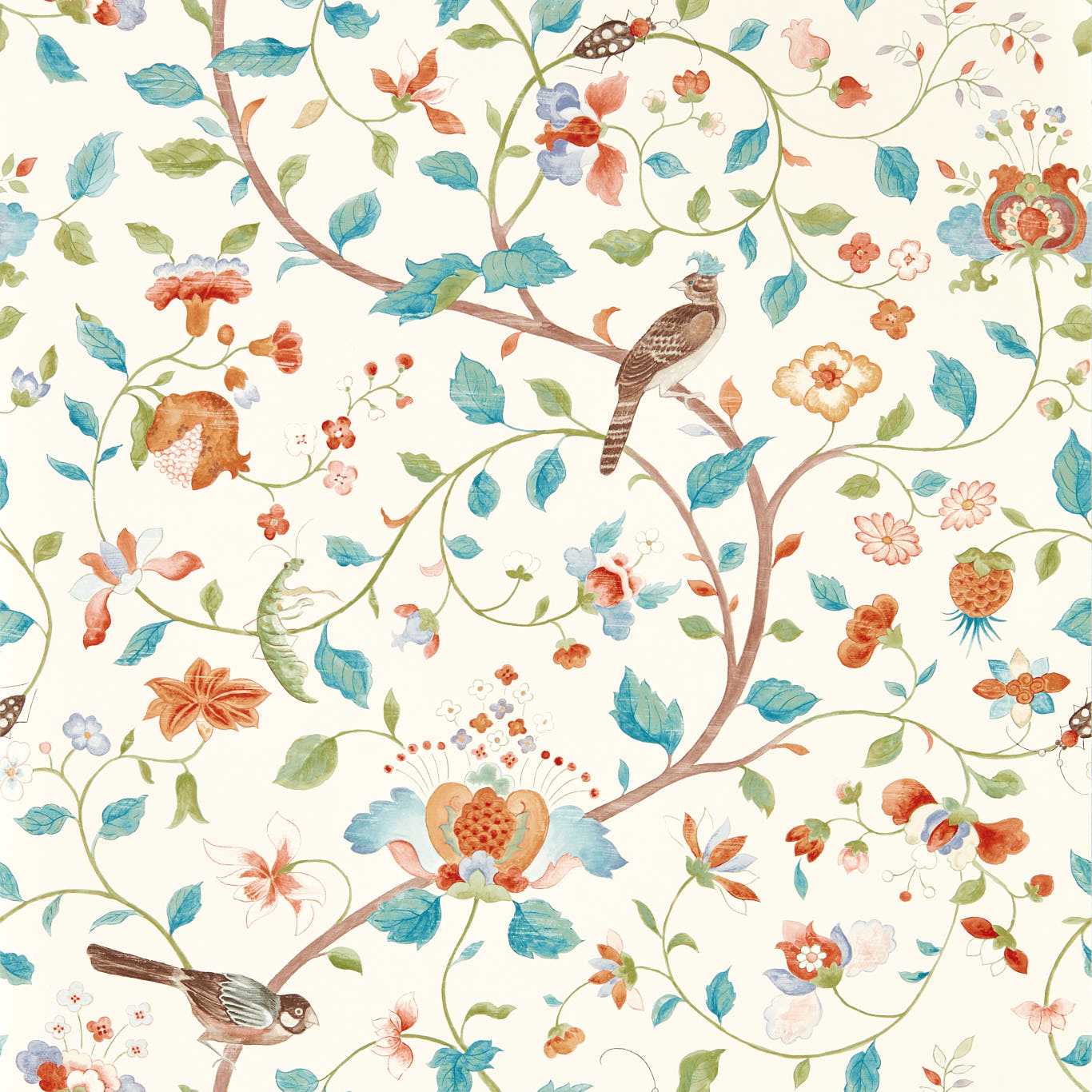 Sanderson Aril’s Garden Teal/Russet Wallpaper Sample DABW217235