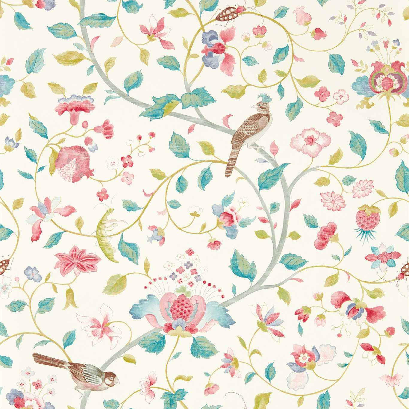 Sanderson Aril’s Garden Blue Clay/Pink Wallpaper DABW217236