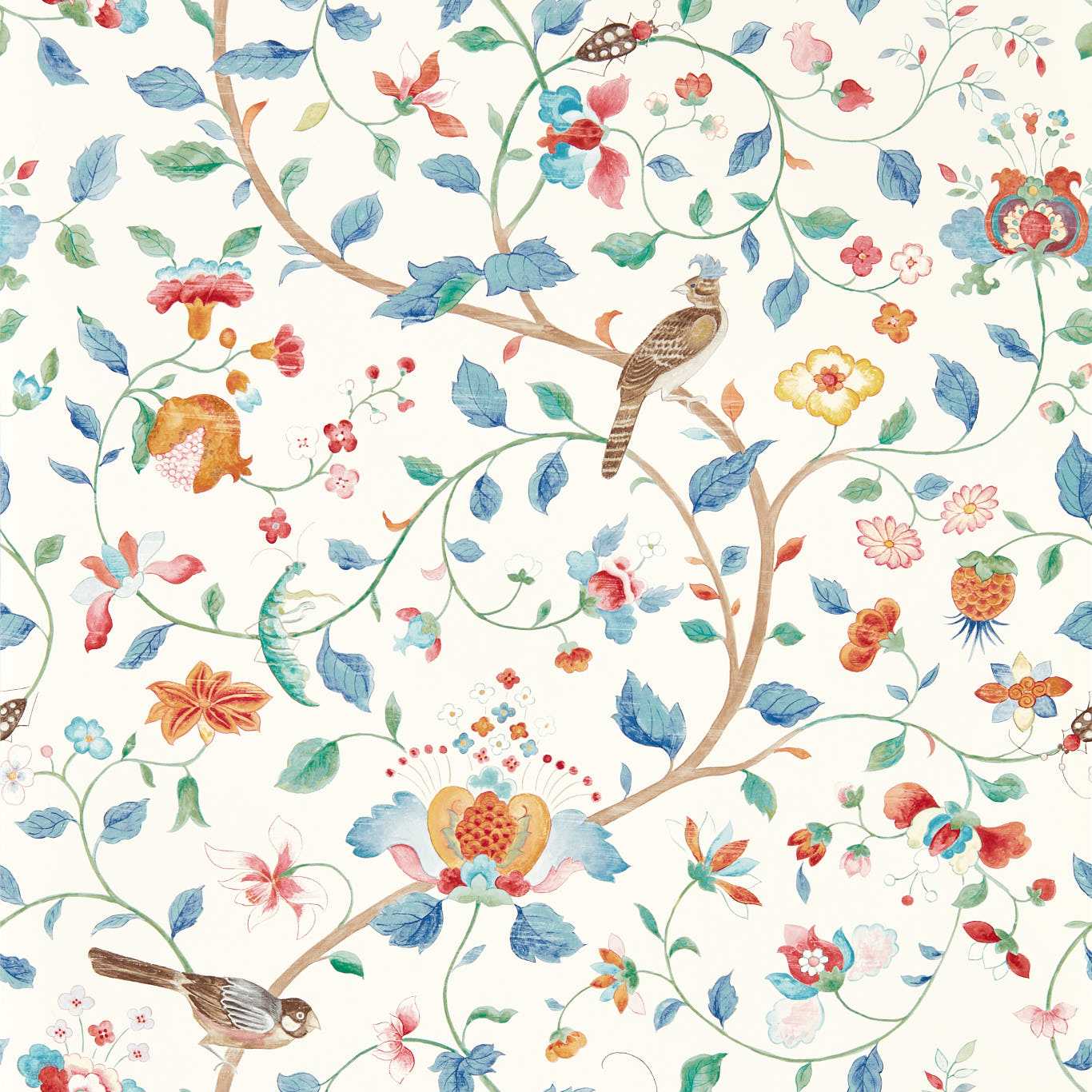 Sanderson Aril’s Garden Indigo/Red Wallpaper DABW217237