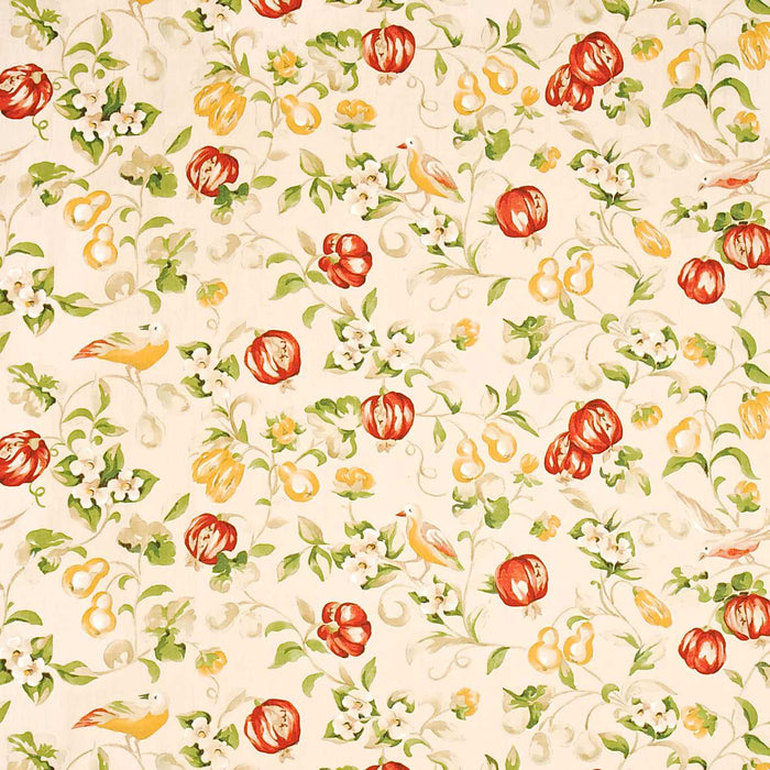 Sanderson Pear & Pomegranate Lemon/ Vermillion PE205 Fabric Sample DAPGPE205