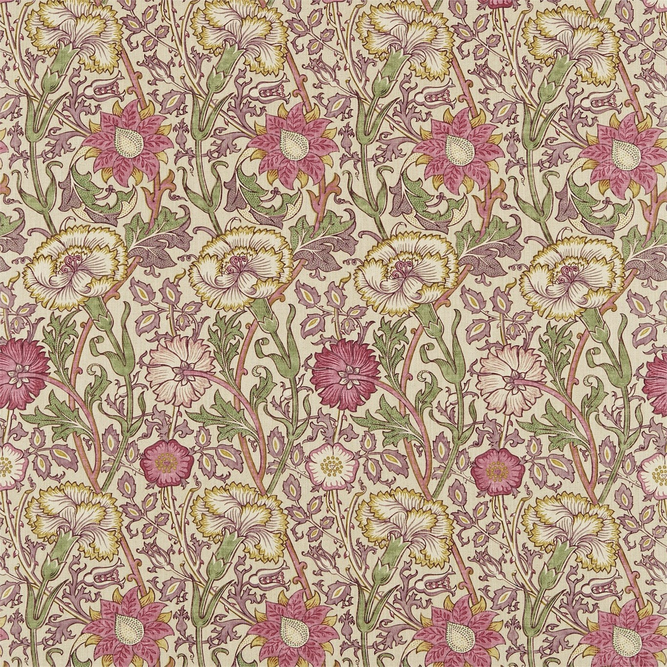 Morris & Co Pink & Rose Manilla/Wine 222529 Fabric Sample DARP222529