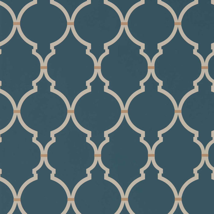 Sanderson Empire Trellis Indigo/Linen 216338 Wallpaper Sample DART216338