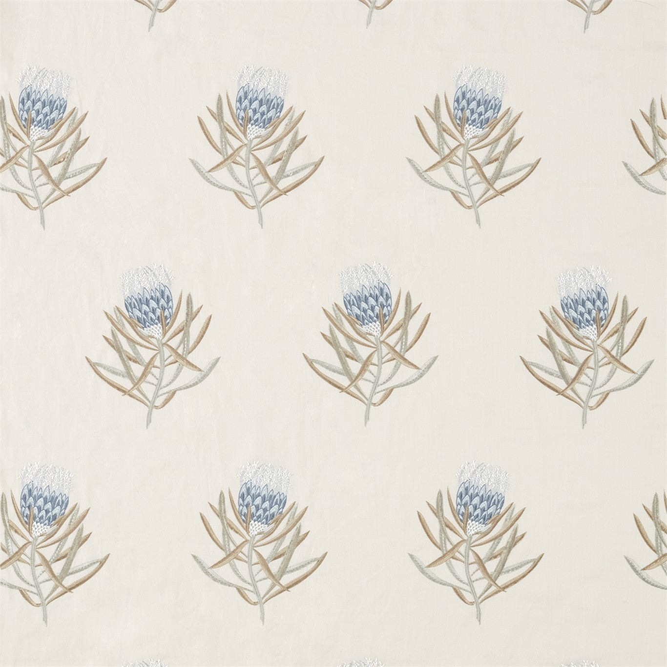 Sanderson Protea Flower China Blue/Linen 236353 Fabric Sample DART236353