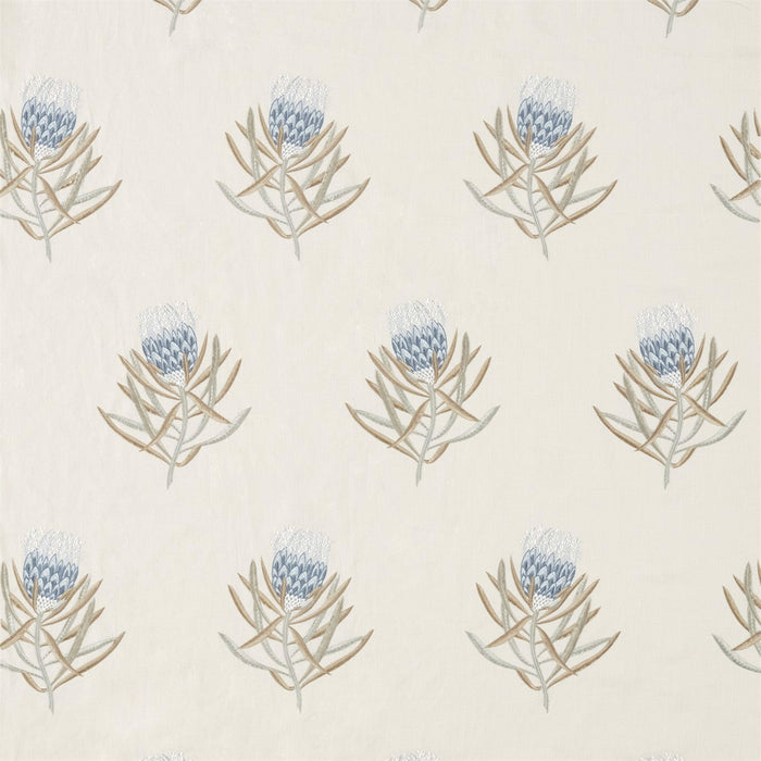 Sanderson Protea Flower China Blue/Linen 236353 Fabric Sample DART236353