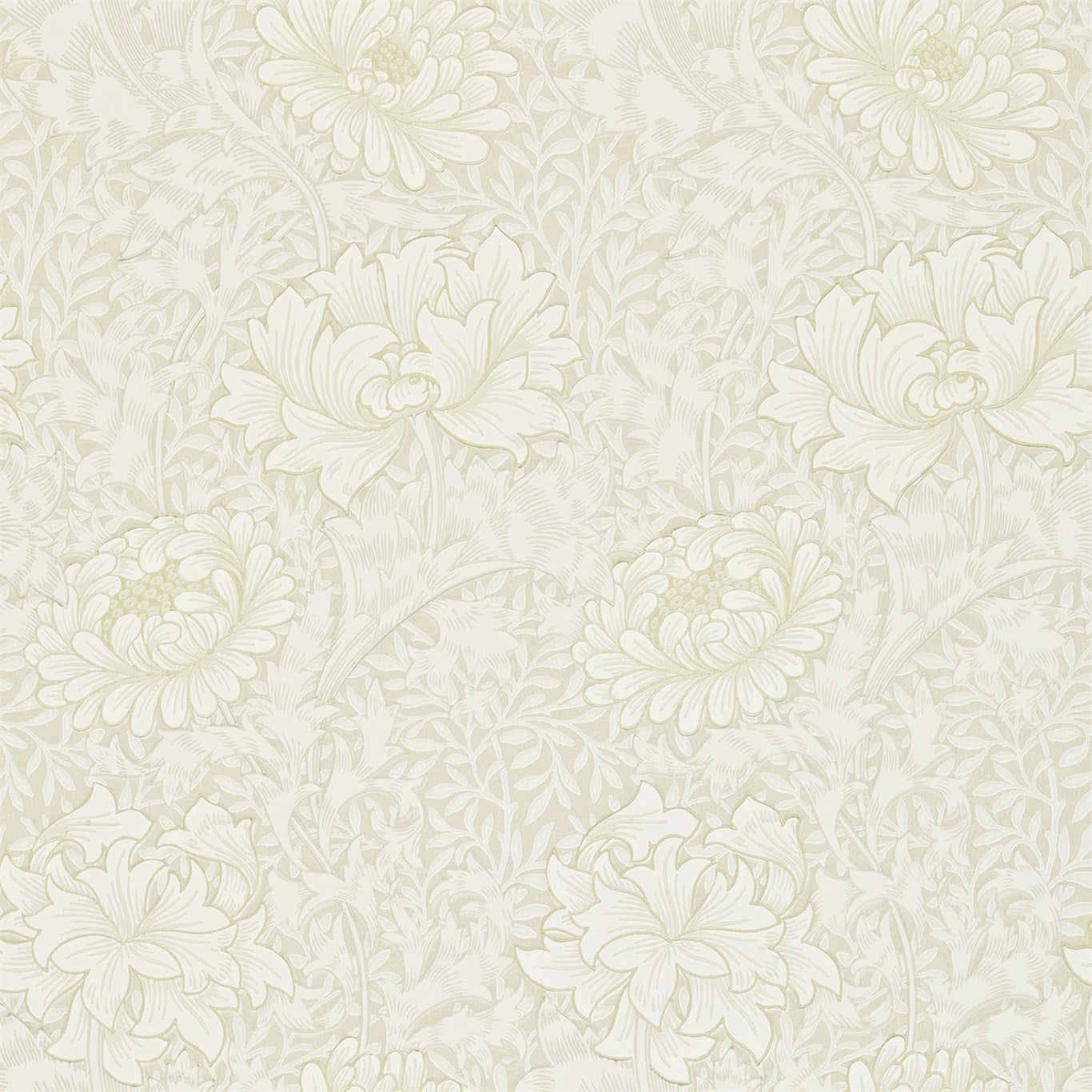 Morris & Co Chrysanthemum Chalk 212546 Wallpaper Sample DARW212546