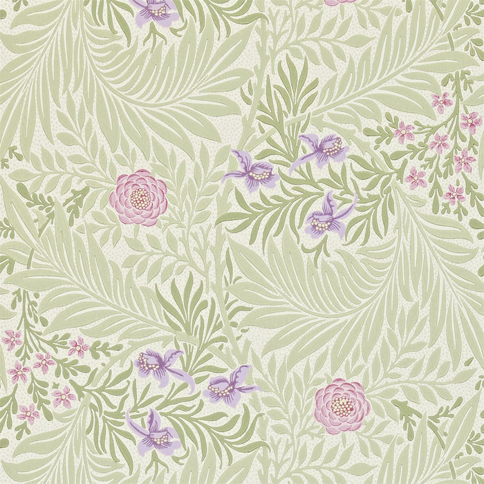 Morris & Co Larkspur Olive/Lilac 212555 Wallpaper Sample DARW212555