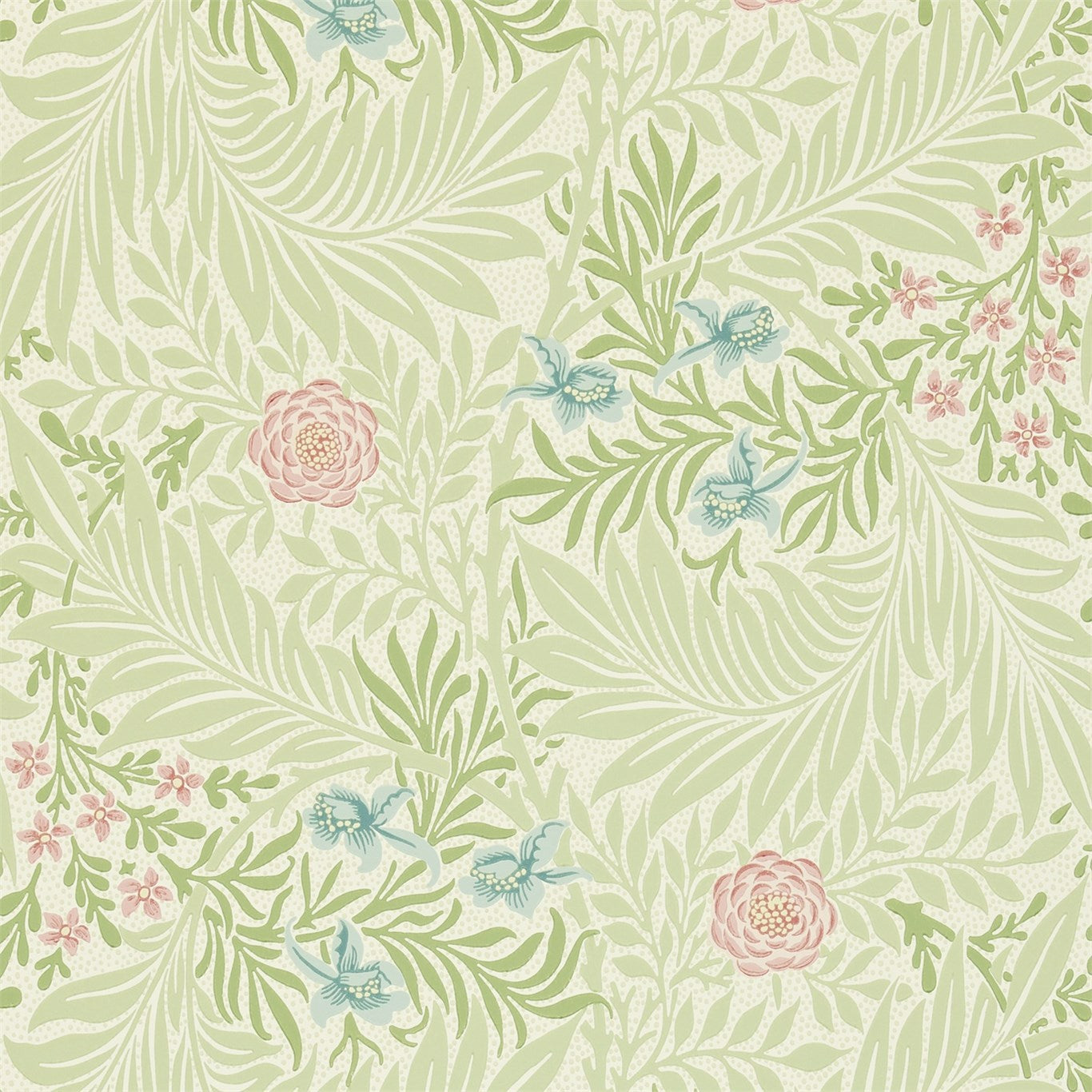 Morris & Co Larkspur Green/Coral 212558 Wallpaper Sample DARW212558