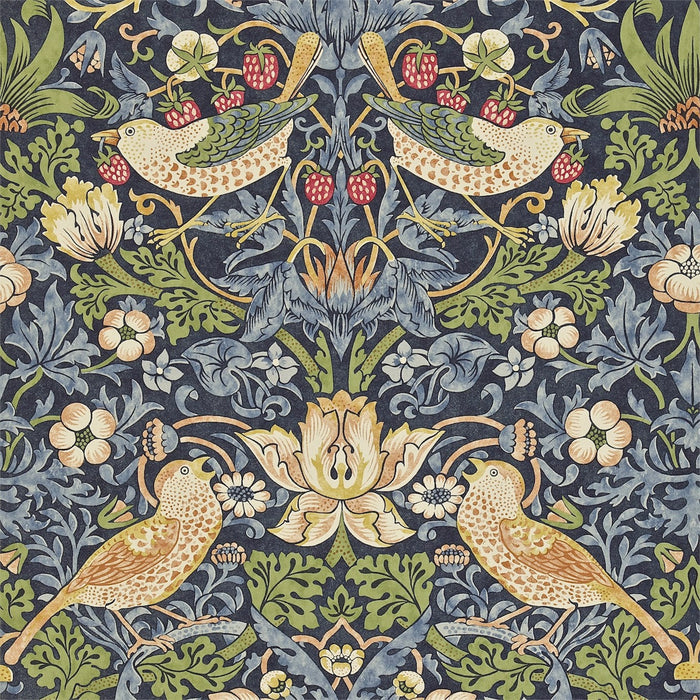 Morris & Co Strawberry Thief Indigo/Mineral 212564 Wallpaper Sample DARW212564