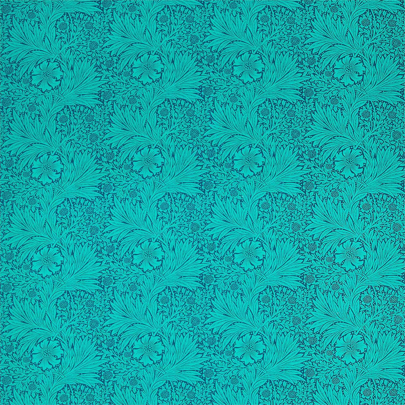 Morris & Co Marigold Navy/Turquoise 226846 Fabric Sample DBPF226846