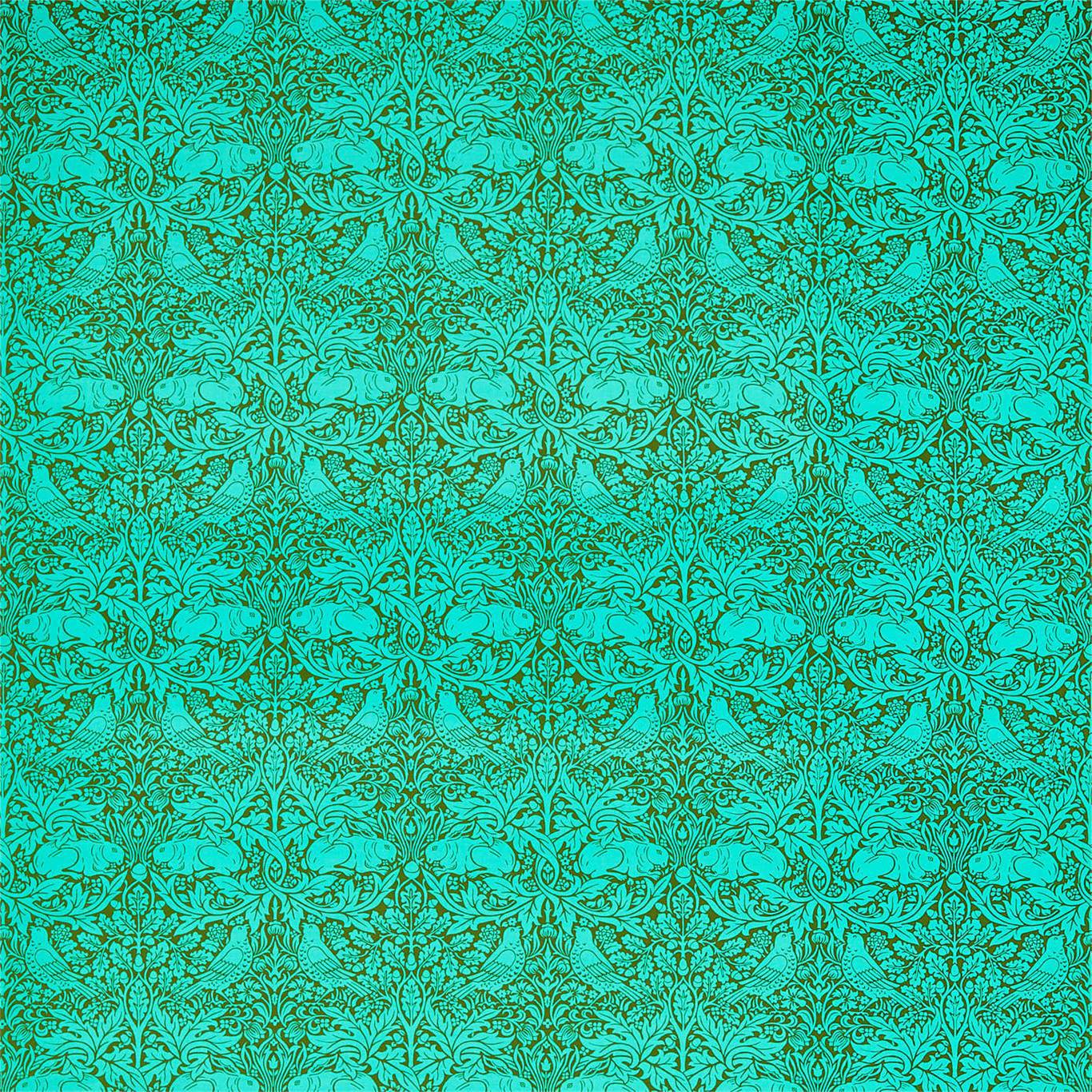 Morris & Co Brer Rabbit Olive/Turquoise 226848 Fabric Sample DBPF226848