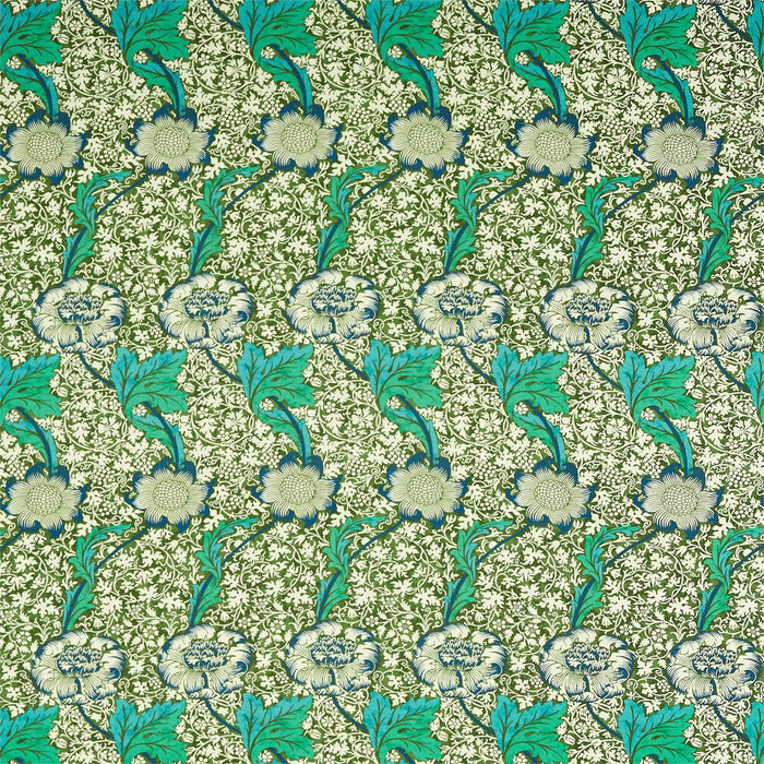 Morris & Co Kennet Olive/Turquoise 226856 Fabric Sample DBPF226856