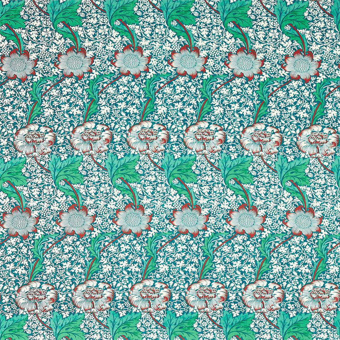 Morris & Co Kennet Aqua/Pink 226857 Fabric Sample DBPF226857