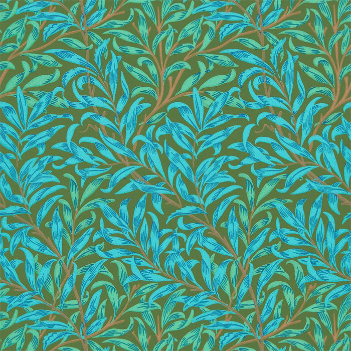 Morris & Co Willow Bough Olive/Turquoise 216952 Wallpaper Sample DBPW216952