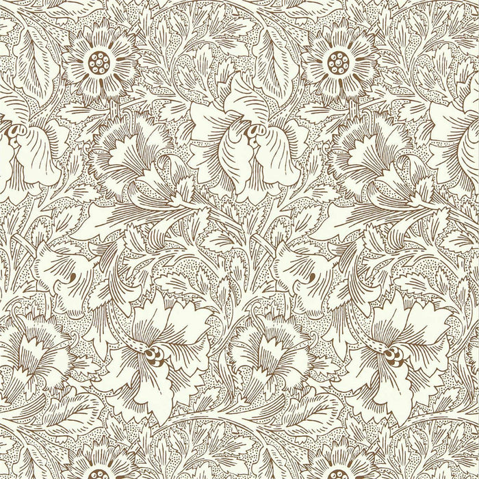 Morris & Co Poppy Cream/Chocolate 216957 Wallpaper Sample DBPW216957